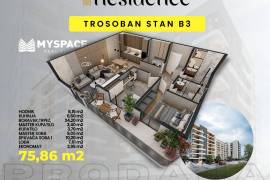 Trosoban stan u novogradnji Ilidža Residence, 76m2, 76 , Ilidža