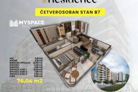 Četverosoban stan u novogradnji Ilidža Residence, 76m2, 76 , Ilidža